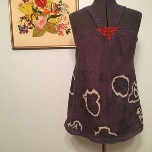 Free People crochet trim purple top